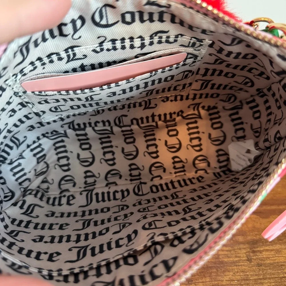 New Juicy Couture Cherry Girl Pink red Wristlet Wallet Clutch Set Mini Handbag